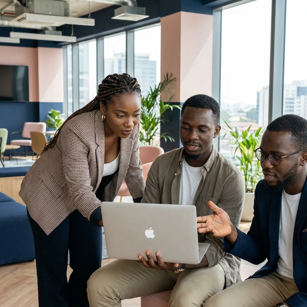 Professionals reviewing a digital project