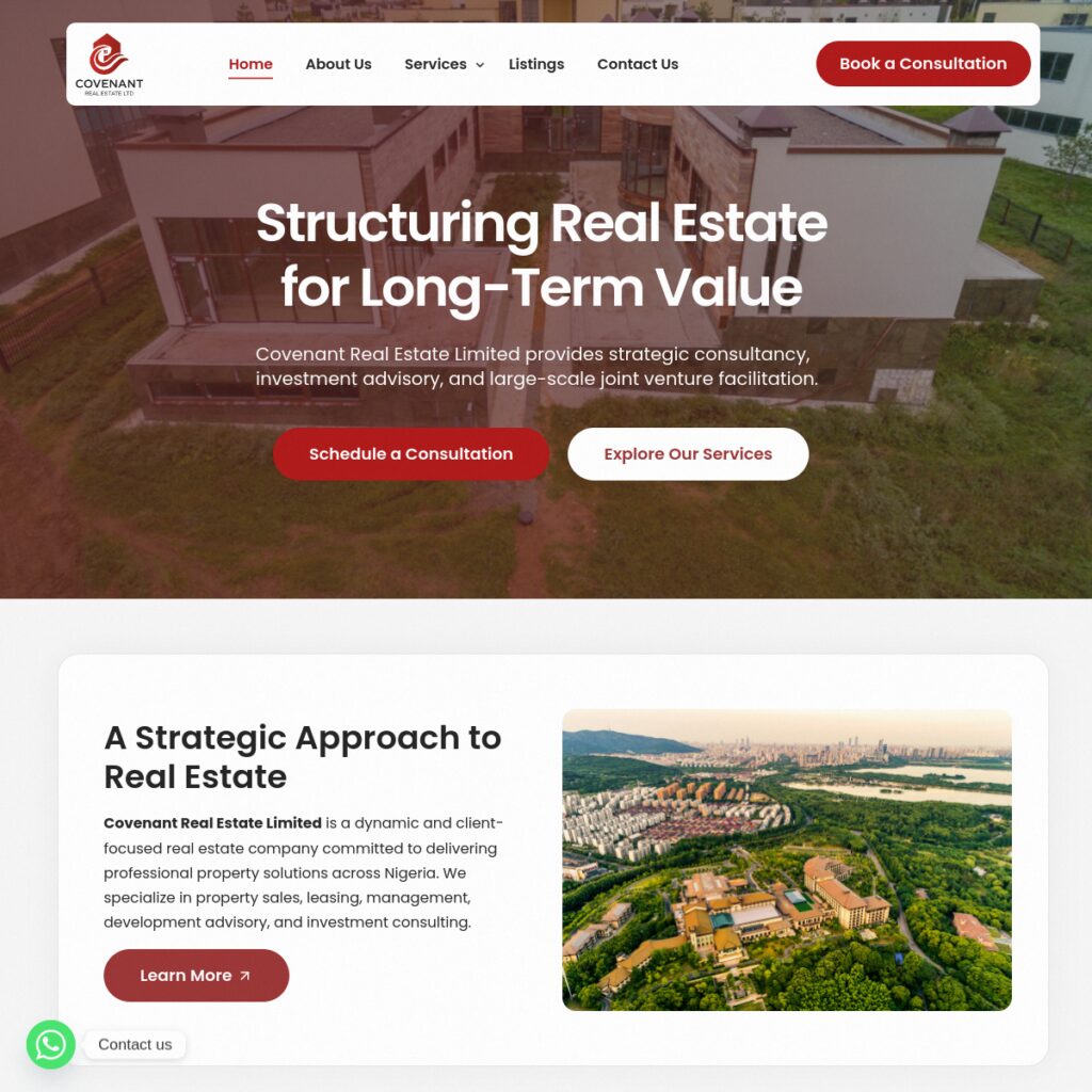 Covenant Real Estate website screenshot