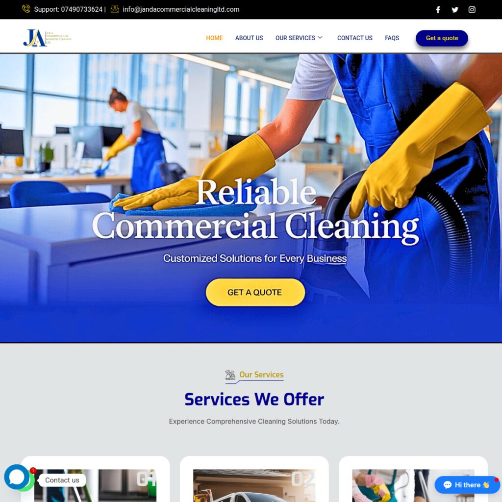 Janda Commercial Cleaning Ltd website screenshot