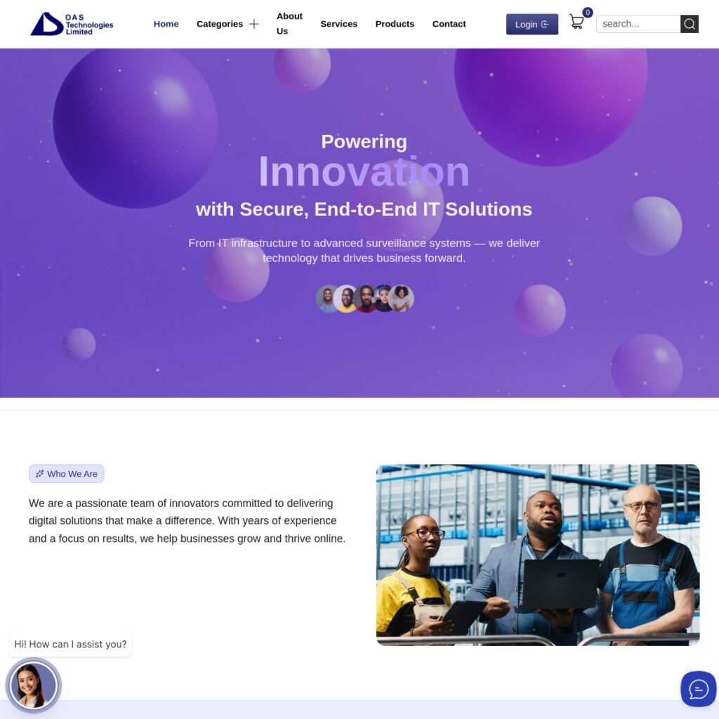 OAS Technologies website screenshot