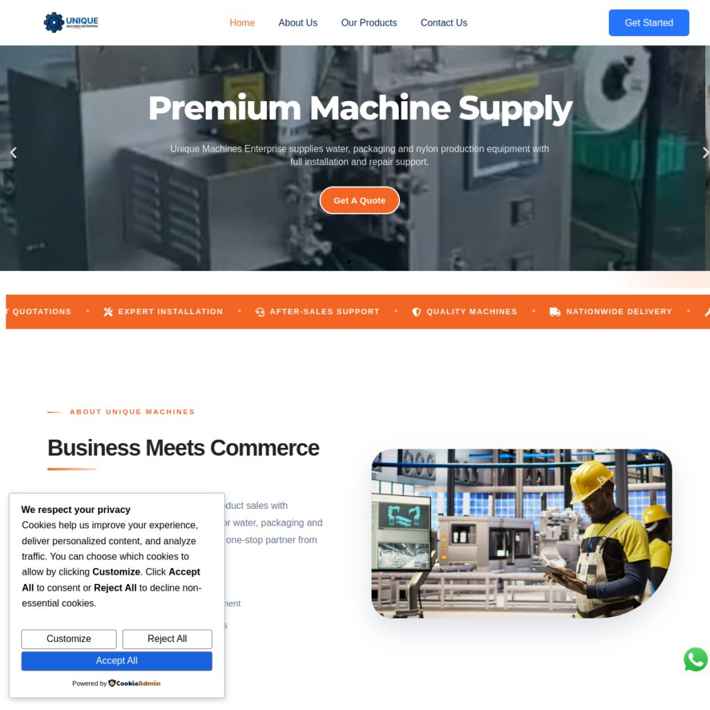 Unique Machines website screenshot