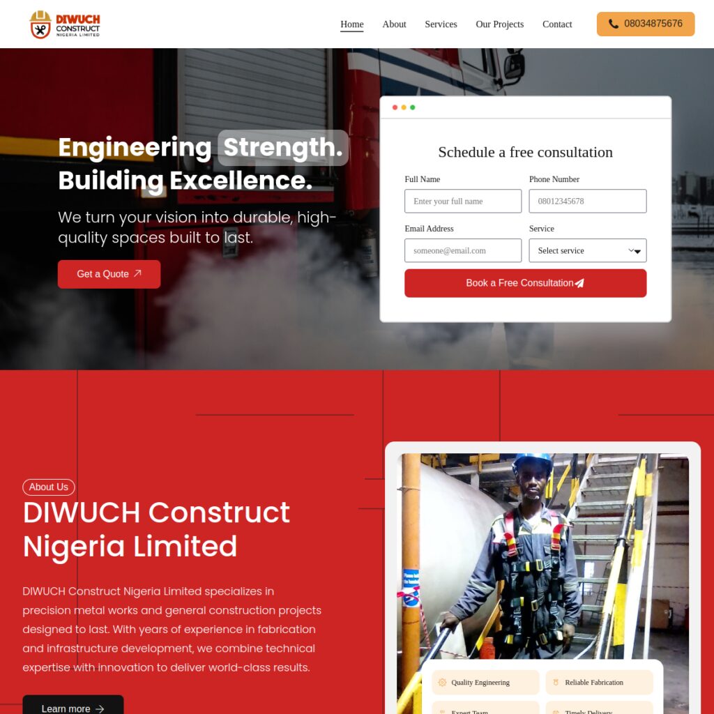 Diwuch Construct website screenshot