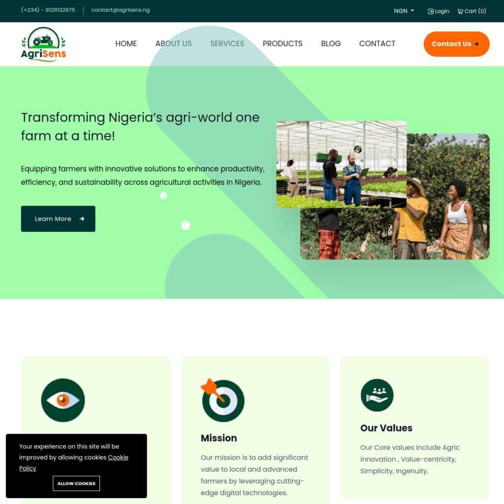 Agrisens website screenshot