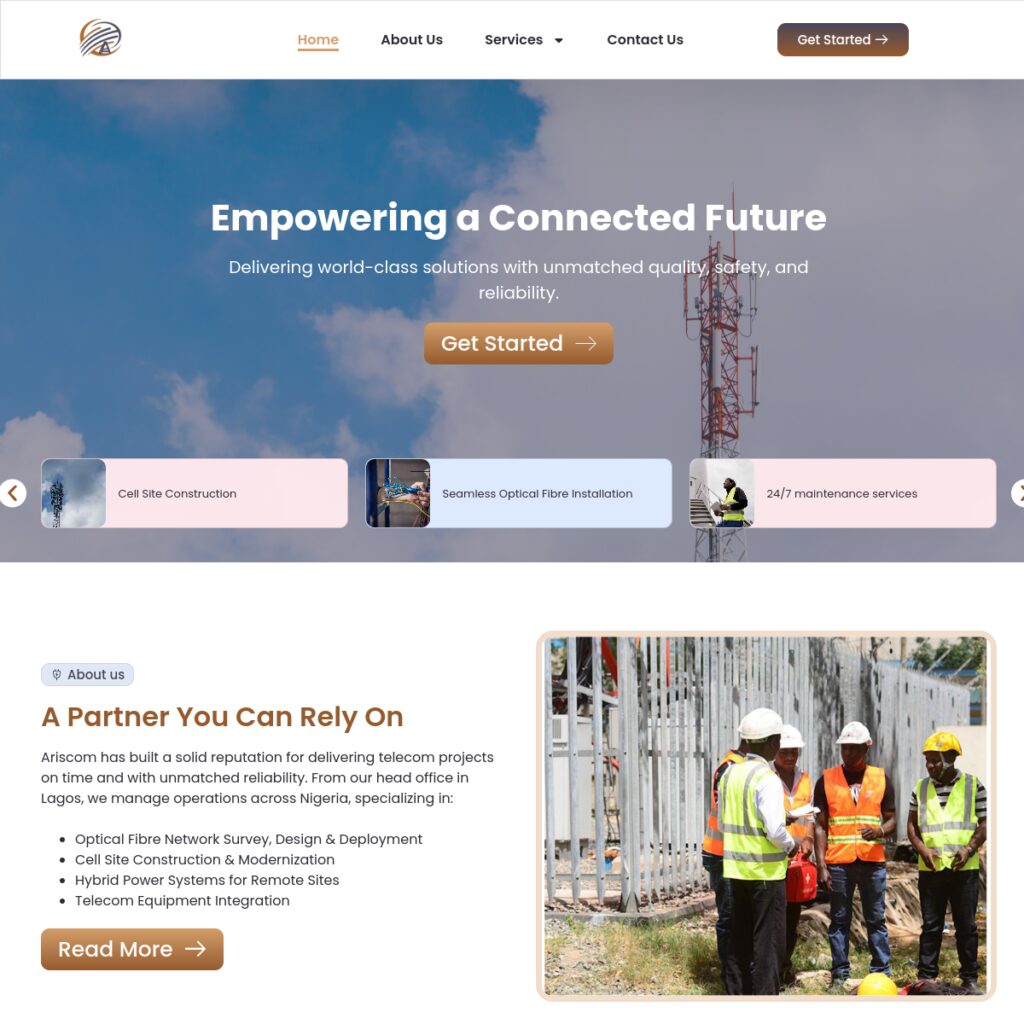 Ariscom Services website screenshot