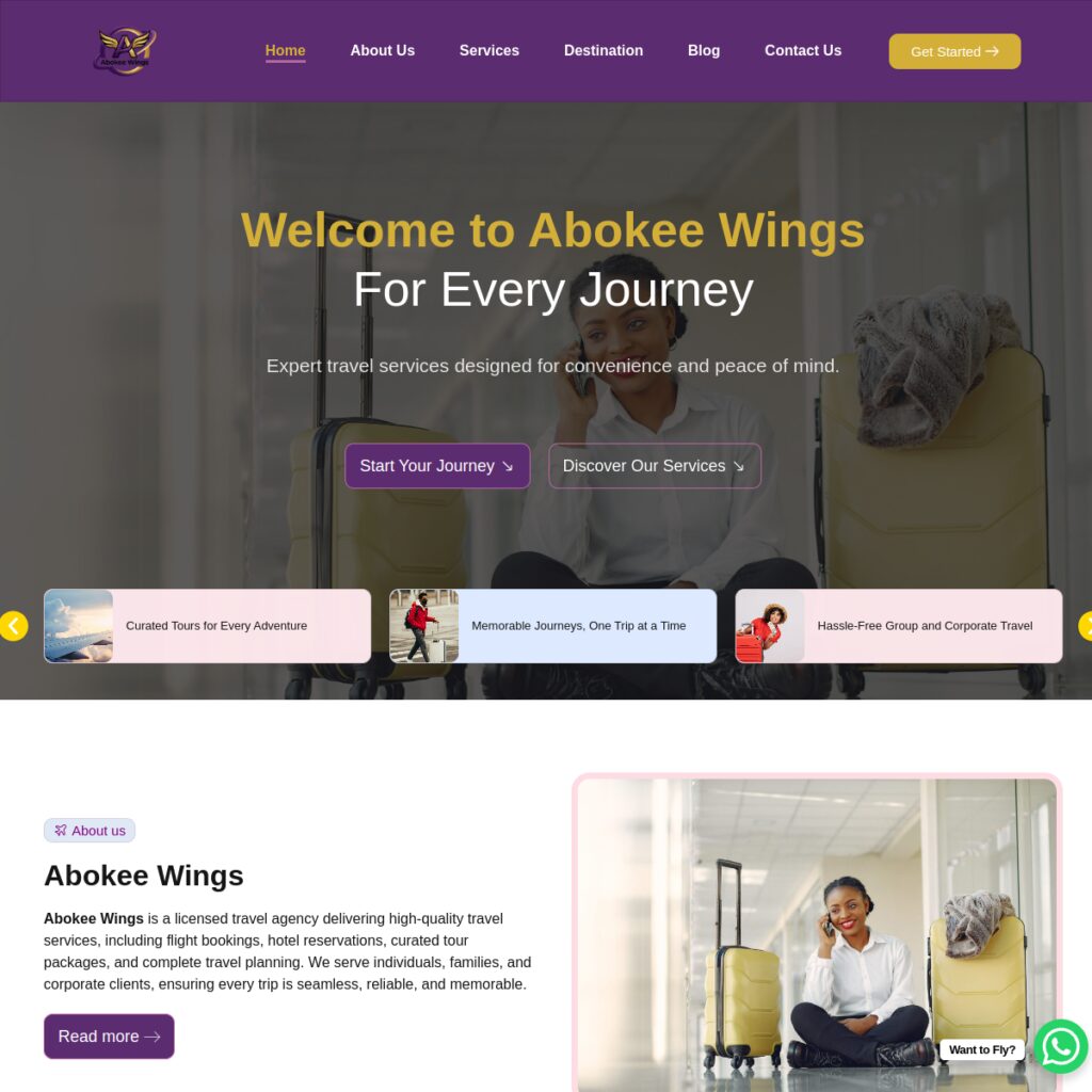 Abokee Wings website screenshot